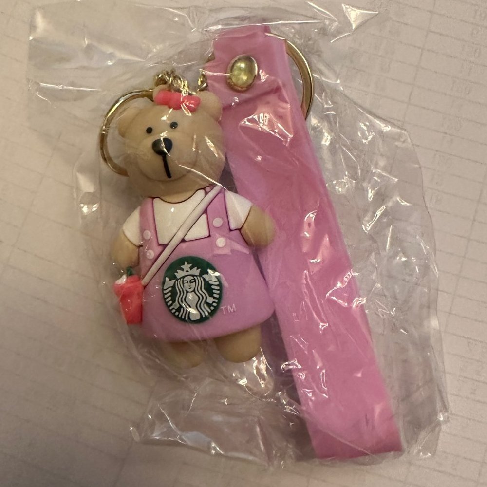 Starbucks Bear Keychain Rubber Silicone - Pink